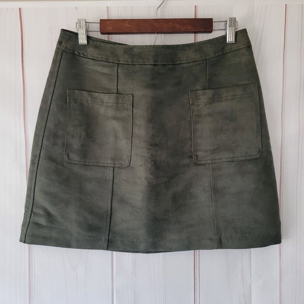 Old Navy Velvet Mini Skirt, Women’s Sz S, Forrest Green, Zipper Back Closure, 2